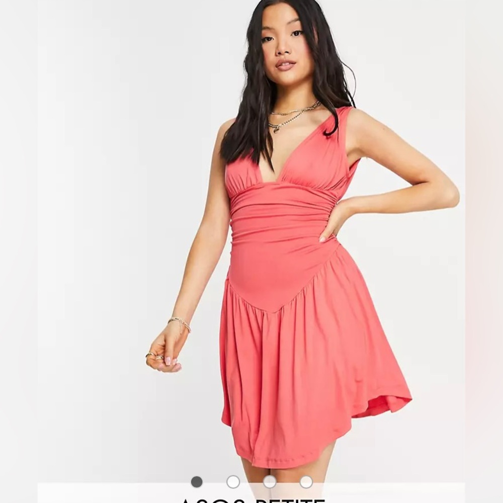 ASOS petite coral/pink skater dress